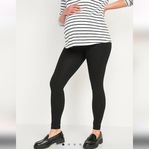 Old Navy Maternity Medium Black Jersey Knit Leggings Full Panel Pants Stretchy